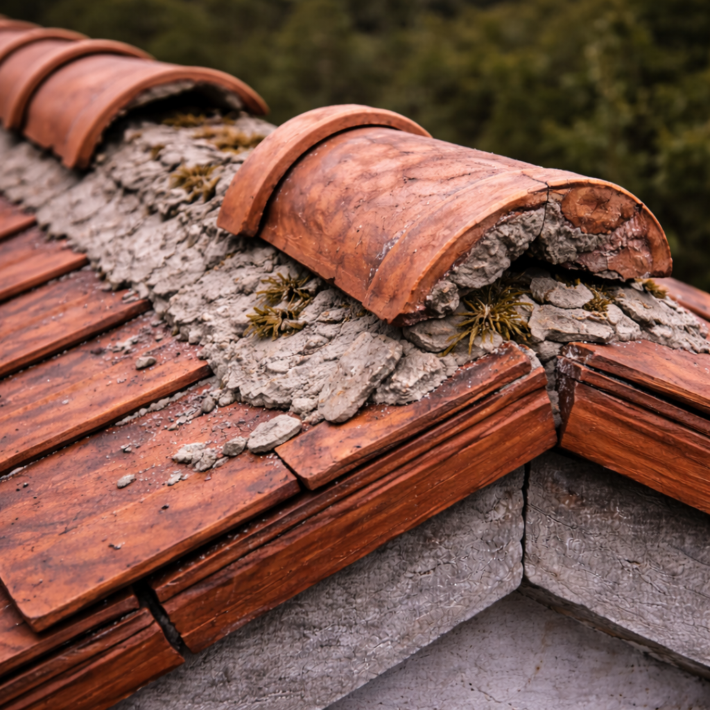 Tuiles faîtières descellées