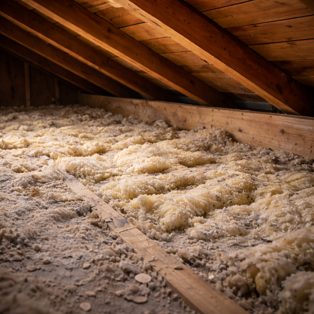 Isolation tassée ou affaissée dans les combles