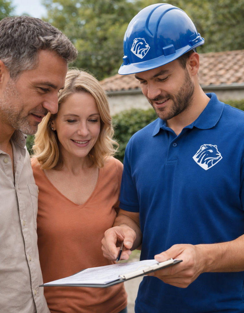 ouvrier mieux batir presentant un devis aux clients