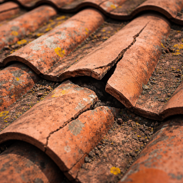 Tuiles fendues, éclatées ou manquantes